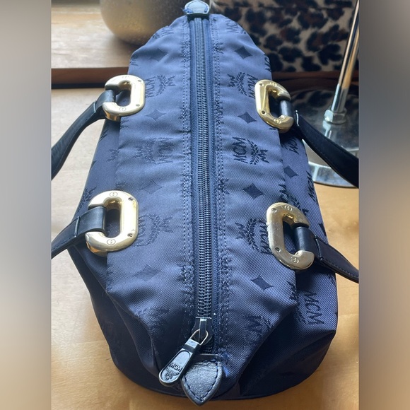 MCM Blue Vinyl Logo Tote - Picture 4 of 12